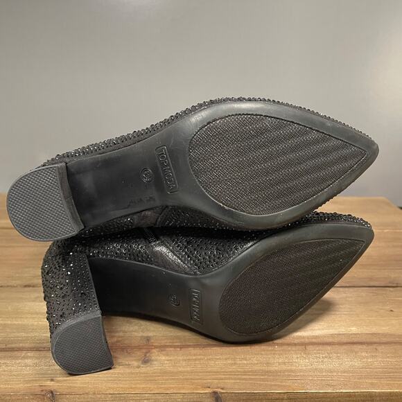 Top Moda Women's Mariha Knee High Boots Size 6.5 Black Rhinestone Zip Bling - Picture 12 of 16